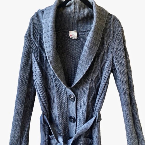 Joie Cardigan Sweater CASHMERE WOOL Shawl Collar Gray Button Closure & Belt - Picture 6 of 14